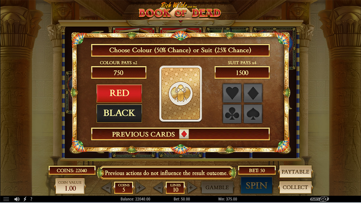 Book of Dead slot game by Netent, gamble win